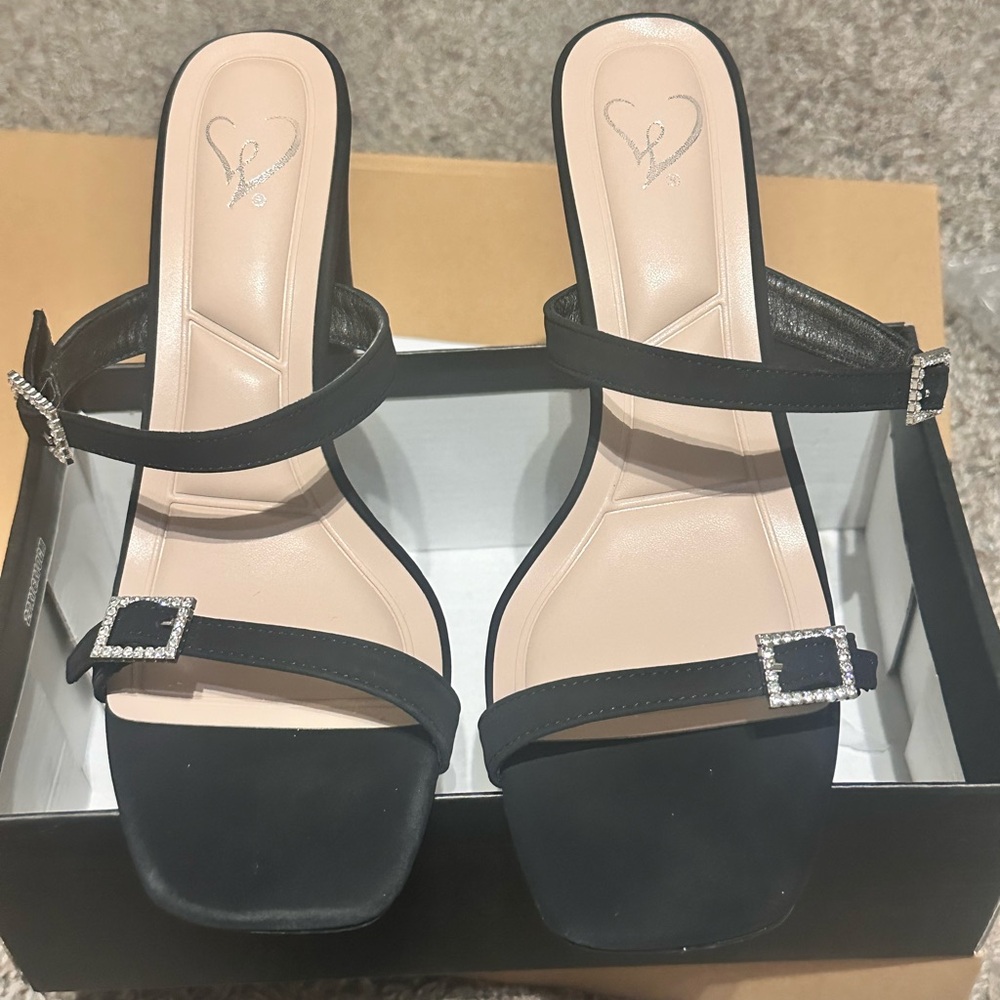 Windsor Black Heels with Sparkling Buckles
